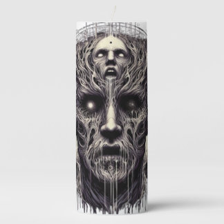 Eldritch Horror: Psychedelic Skull & Roots Art Pillar Candle