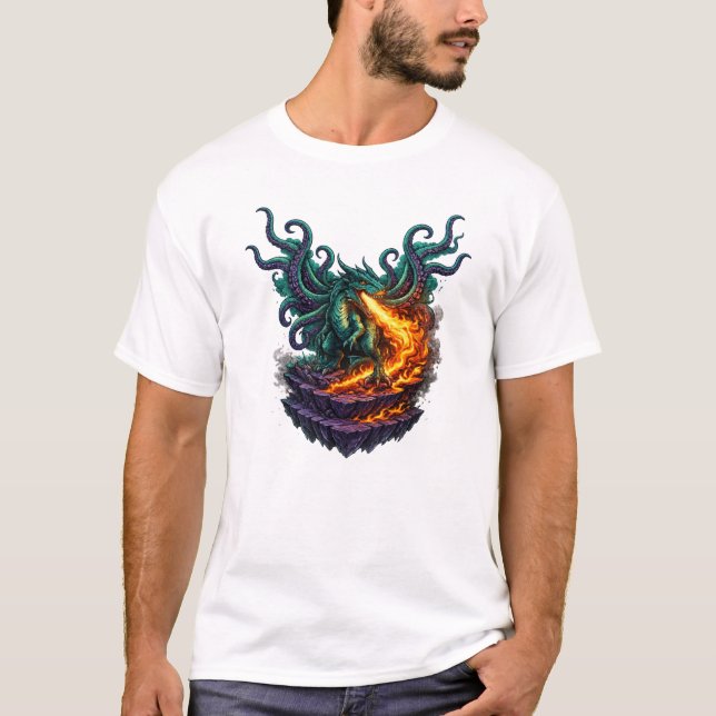 Eldritch Void Dragon – Fire Breathing Kraken Hybri T-Shirt (Front)