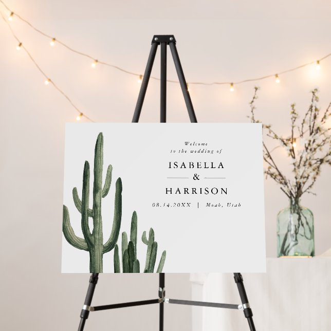 ELEANOR Bohemian Desert Cactus Wedding Welcome Foam Board (In Situ (Stand))