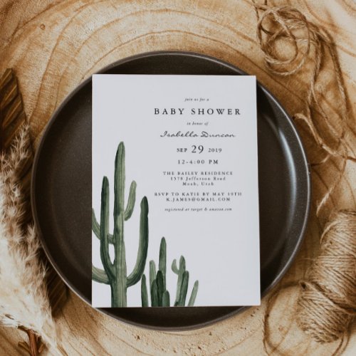 Eleanor _ Bohemian Saguaro Cactus Baby Shower Invitation