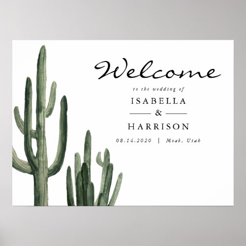 Eleanor _ Bohemian Watercolor Cactus Welcome Sign