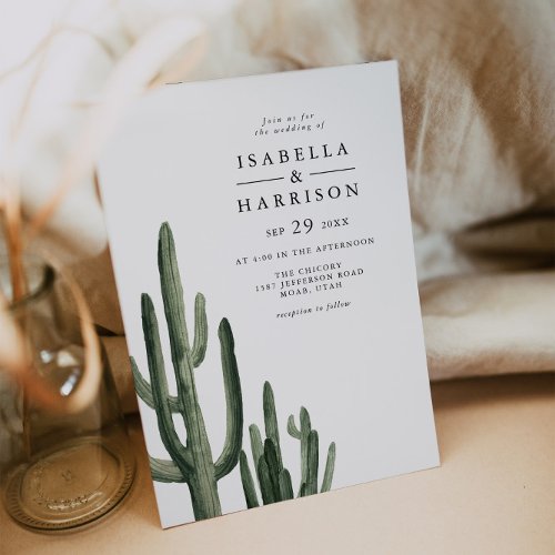 Eleanor _ Minimal Saquaro Cactus Desert Wedding Invitation