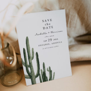 Eleanor - Minimal Saquaro Cactus Save the Date Invitation