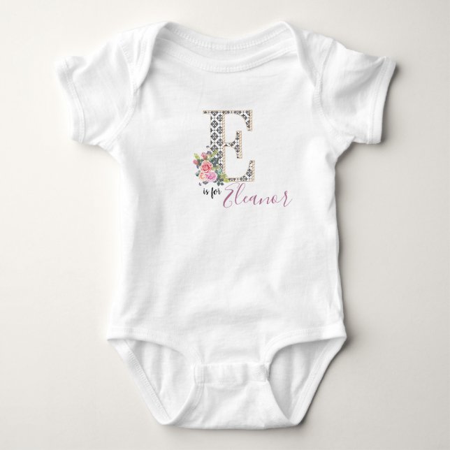 Eleanor Name Baby Outfit Letter Romper Floral Girl (Front)