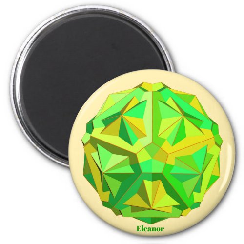 ELEANOR  POLYHEDRA  Green Yellow Pale Pink  Magnet