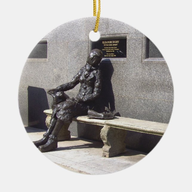 Eleanor Rigby Statue, Liverpool, UK. Ceramic Ornament (Front)