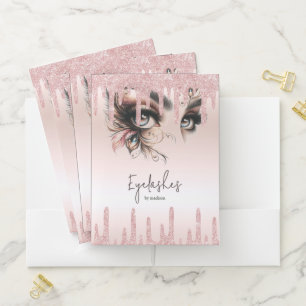 Eleashes blush pink dripping glitter pocket folder
