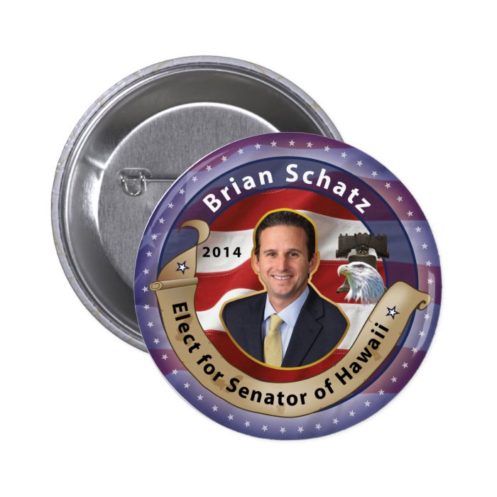 Elect Brian Schatz for Senator of Hawaii   2014 Pinback Buttons