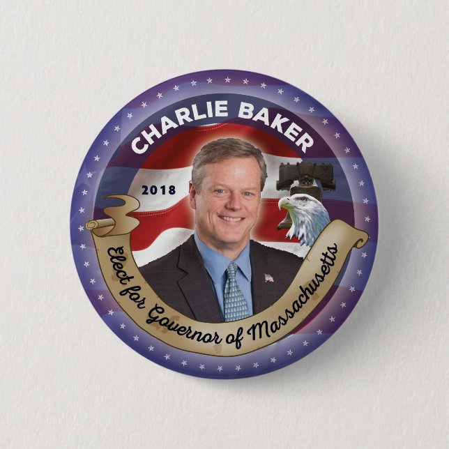 Elect Charlie Baker for Governor of Massachusetts Button (Front)