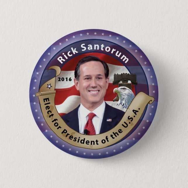 Elect Rick Santorum for President - 2016 Pinback Button (Front)