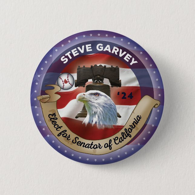 Elect Steve Garvey for Senator of California Button (Front)