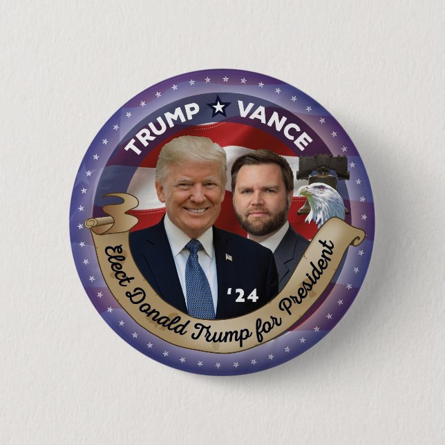 Elect Trump and Vance in 2024 Button (Front)