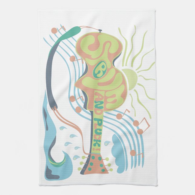 Electic guitar stum beach life kitchen towel (Vertical)