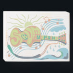 Electic guitar stum beach life wooden box sign<br><div class="desc">An illustration of an acoustic guitar with hand drawn text. The text reads strum and pluck. A design for someone learning guitar. This design has beach vibes with the sun,  clouds and the ocean.</div>