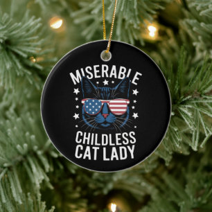 Election 2024 Childless Cat Lady Feminist Voting  Ceramic Ornament