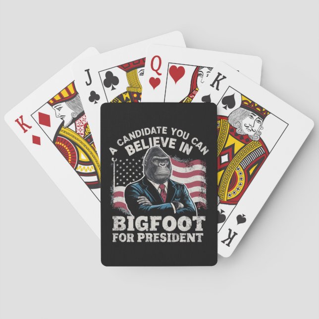 Election 2024 Funny Vote Sasquatch USA Poker Cards (Back)