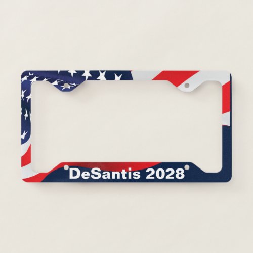 Election 2028 DeSantis With Flag License Plate Frame
