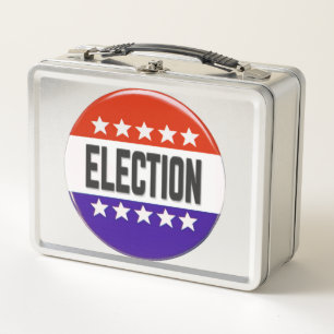 Election Button Metal Lunch Box
