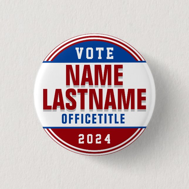 Election Campaign Button Red, White Blue (Front)