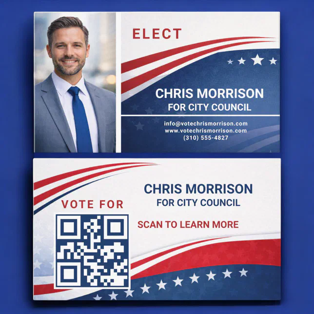 Election Campaign Photo QR Code Business Card | Zazzle