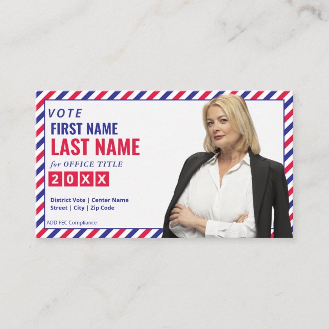 Election Campaign Political Candidate Personalized Business Card (Front)