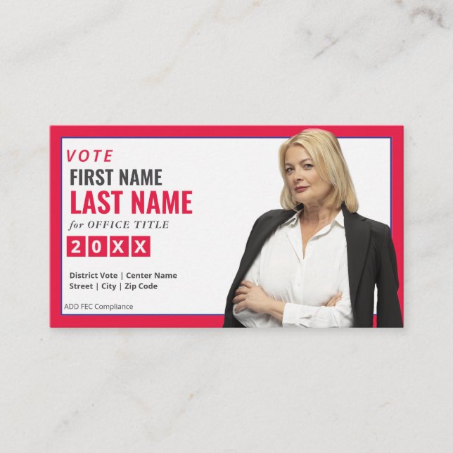 Election Campaign Red Republican Party Candidate Business Card (Front)