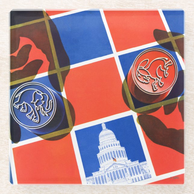 Election Checkerboard Glass Coaster (Front)