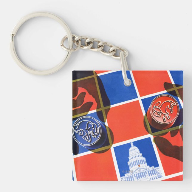 Election Checkerboard Keychain (Front)