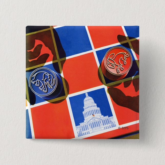 Election Checkerboard Pinback Button (Front)