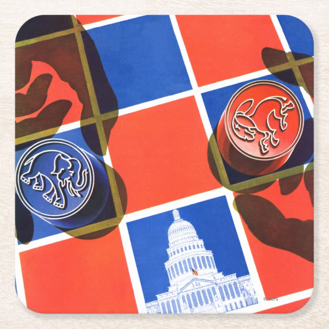 Election Checkerboard Square Paper Coaster (Front)