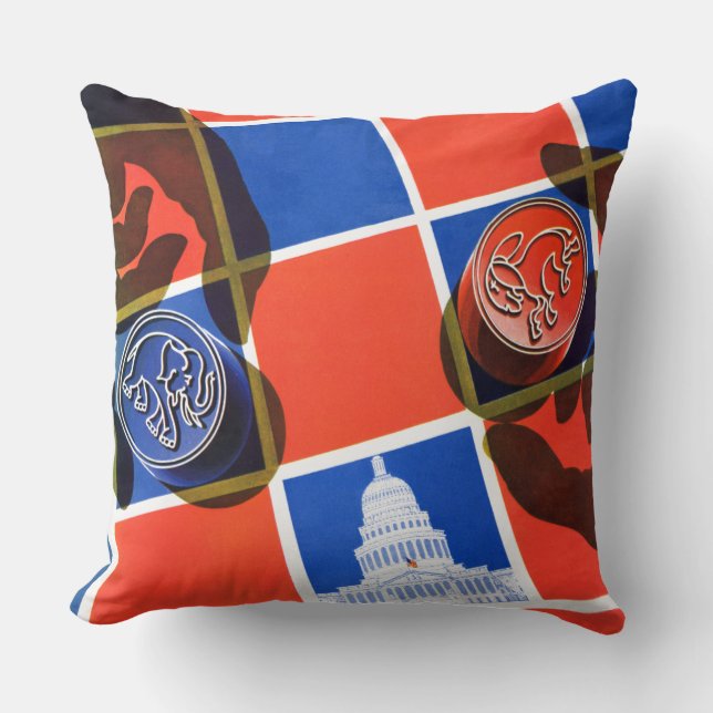 Election Checkerboard Throw Pillow (Front)
