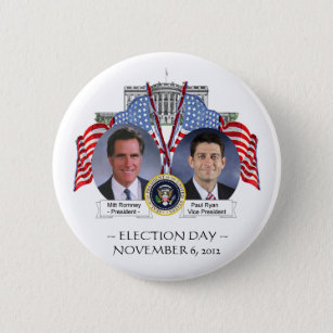 ELECTION DAY Mitt Romney Paul Ryan BUTTON