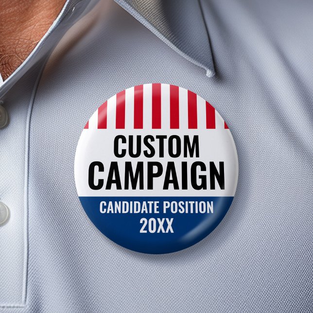 Election Design - Vintage Shield Red Black Blue Button (Custom Campaign Gear -- Create your own election swag for any candidate)