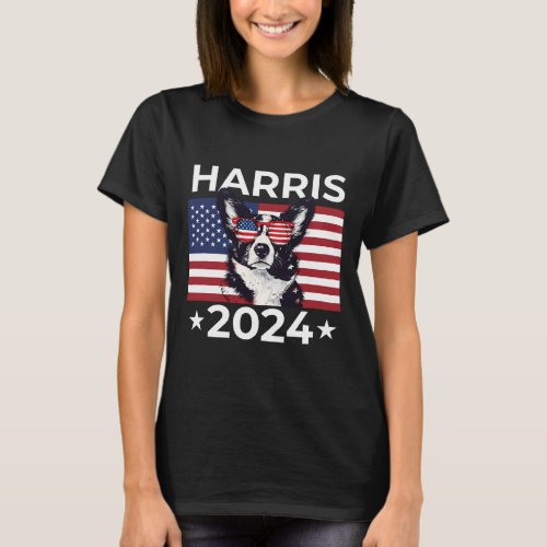 Election Harris 2024 Cardigan Welsh Corgi Dog Usa  T_Shirt