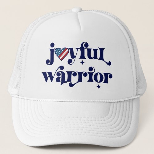 Election Joyful Warrior Navy Type USA Flag Heart Trucker Hat