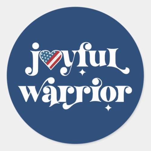 Election Joyful Warrior White Type USA Flag Heart Classic Round Sticker