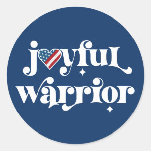 Election Joyful Warrior White Type USA Flag Heart Classic Round Sticker