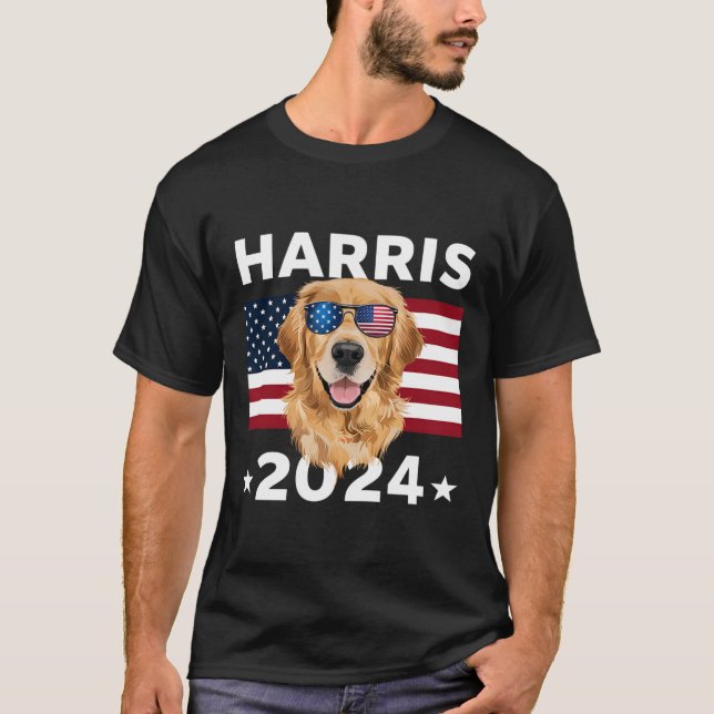 Election Kamala Harris 2024 Golden Retriever Dog U T-Shirt (Front)