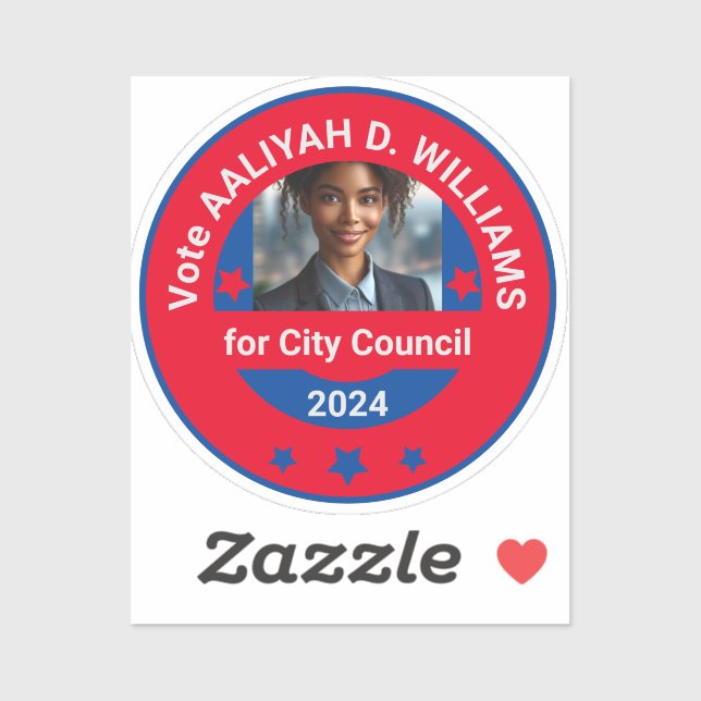 Election Photo Campaign Template Custom-Cut Vinyl  Sticker (Sheet)