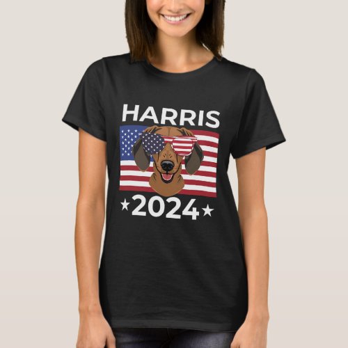 Election Vote Kamala Harris 2024 Dachshund Dog Usa T_Shirt