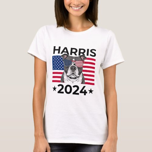 Election Vote Kamala Harris 2024 Pitbull Dog Usa F T_Shirt