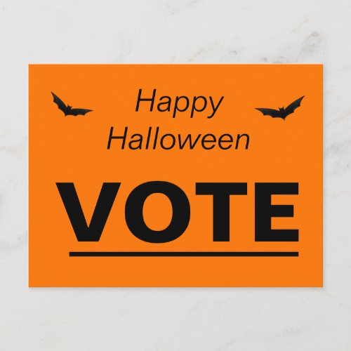 Election Vote Orange Black Halloween Bats Postcard
