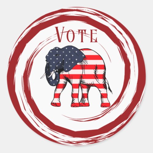 Election Vote Patriotic Elephant Classic Round Sticker