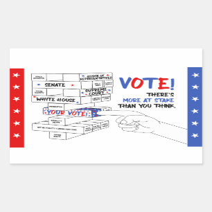 Election Voting Block Tower More at Stake Progress Rectangular Sticker