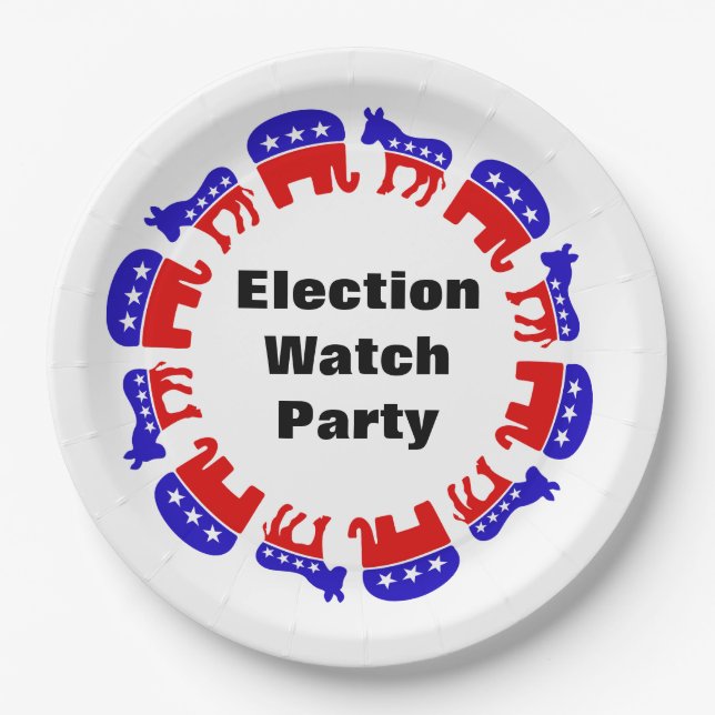 Election Watch Party Paper Plates (Front)