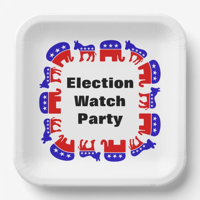 Election Watch Party Paper Plates (Front)