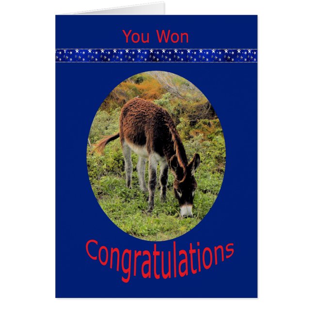 Election Win Congratulations with Donkey Cards (Front)