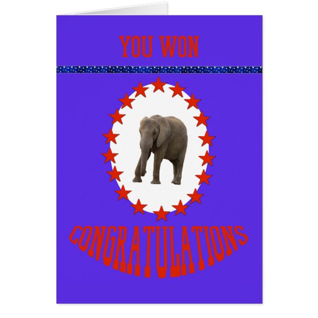 Election Win Congratulations with Elephant Cards (Front)