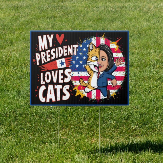 Election yard sign promoting a cat-loving leader (Insitu)