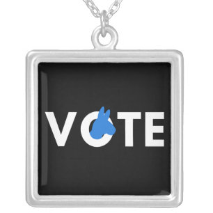 Elections - Vote Democrat II Silver Plated Necklace